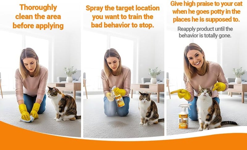 Colton's Naturals رذاذ تدريب القطط على عدم التبول والتبرز، 100% طبيعي - رذاذ غير سام لمنع التبول والتبرز - مصحح رائحة طبيعي لمنع علامات البول - ابق بعيدًا عن تدريب صندوق القمامة (16 أونصة) - Image 3